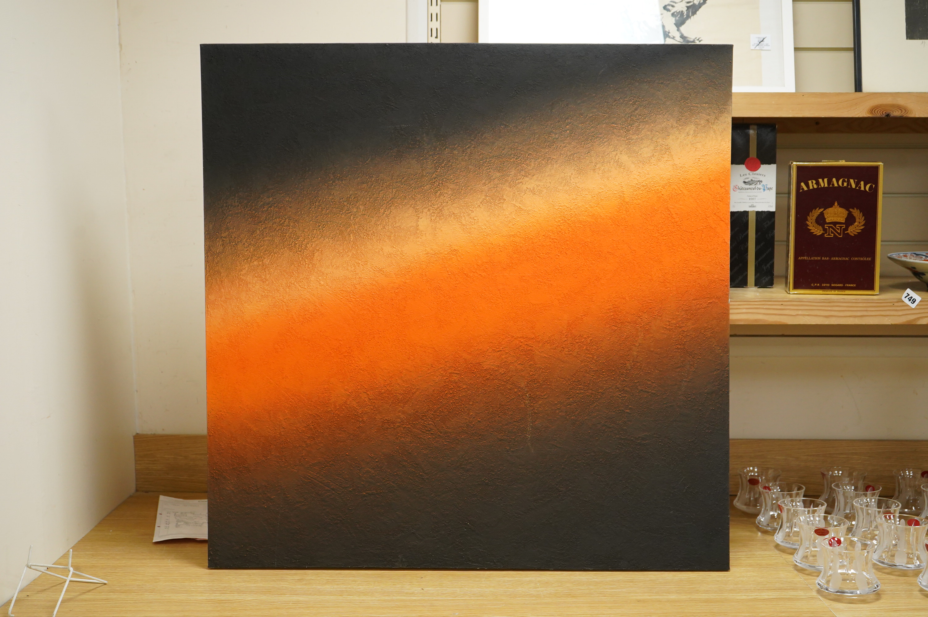 Mark Paul Perry (contemporary), ‘So far away Series II’, signed and dated July 2010 verso, abstract oil on canvas, unframed, 90 x 90cm